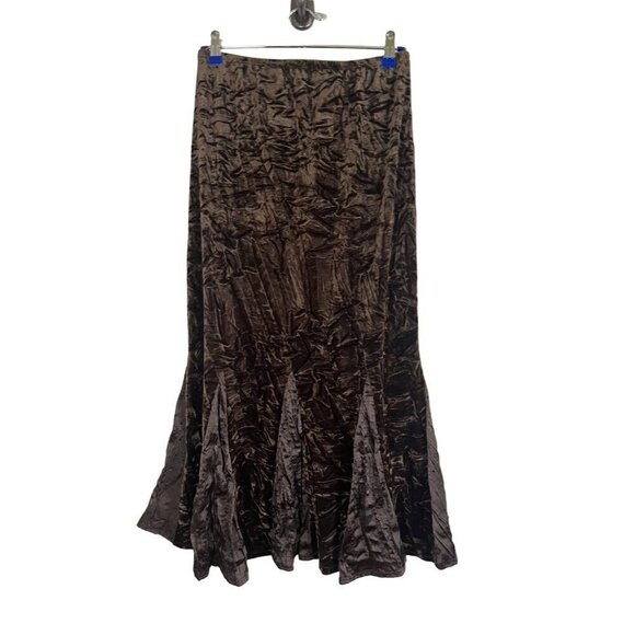 NY Collection Velvet Sequin Maxi Skirt S Brown Indie Hippie Concert Western Boho - Picture 4 of 9